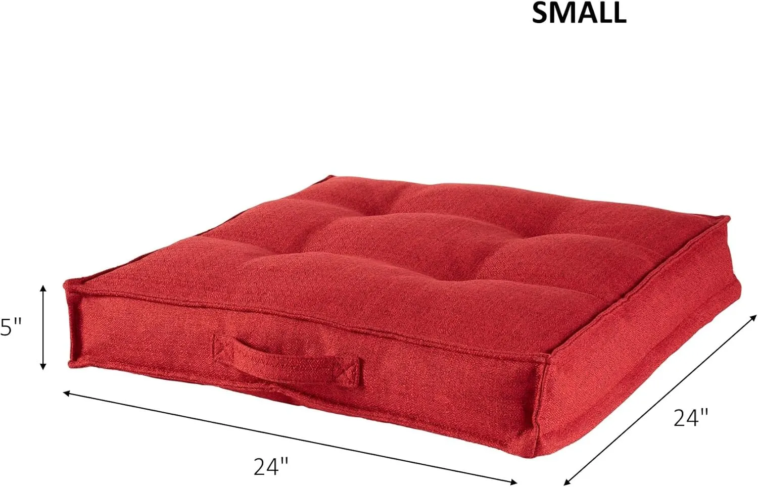 Greendale Home Fashions Square Tufted Floor Pillow with Removable Cover, Small (24"), Scarlet