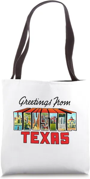 Greetings From Houston Texas Postcard Style Travel Art TPA Tote Bag