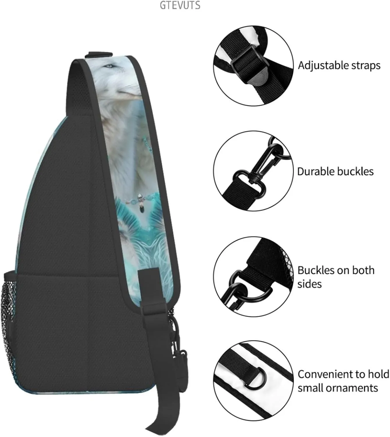 GTEVUTS Dream Catcher Navajo Wolves Crossbody Bag for Men Women- Psychedelic Chest Bag Boho Sling Bag Backpack Travel Daypack Fashion Shoulder Bags Outdoor
