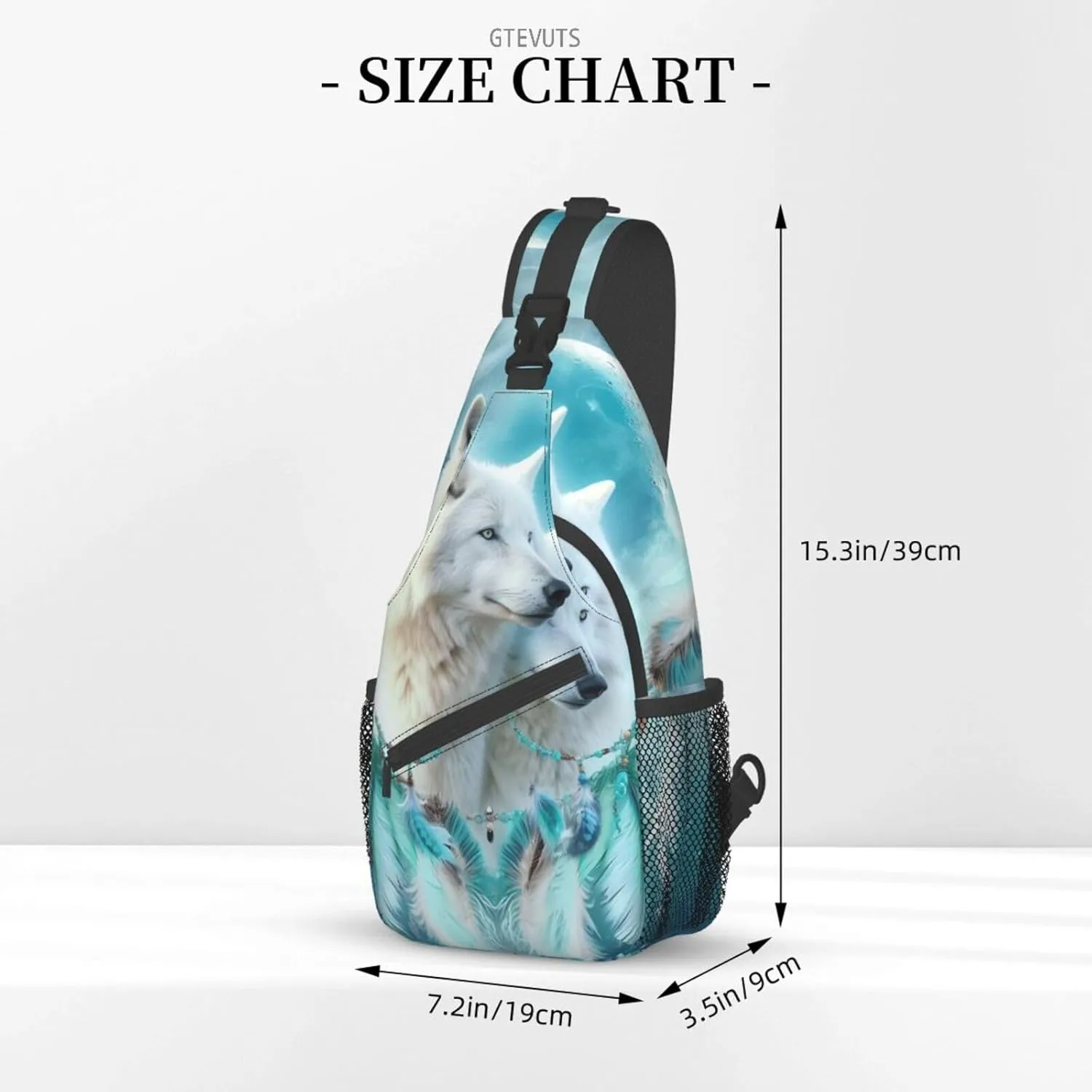 GTEVUTS Dream Catcher Navajo Wolves Crossbody Bag for Men Women- Psychedelic Chest Bag Boho Sling Bag Backpack Travel Daypack Fashion Shoulder Bags Outdoor