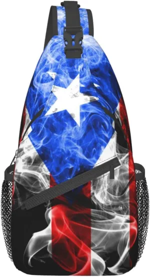 GTEVUTS Puerto Rico Flag Crossbody Bags for Women Men,Vintage Casual Sling Bag Chest Bag Abstract Shoulder Bag Travel Hiking Cycling Gym Sport Daypack Adult Backpack
