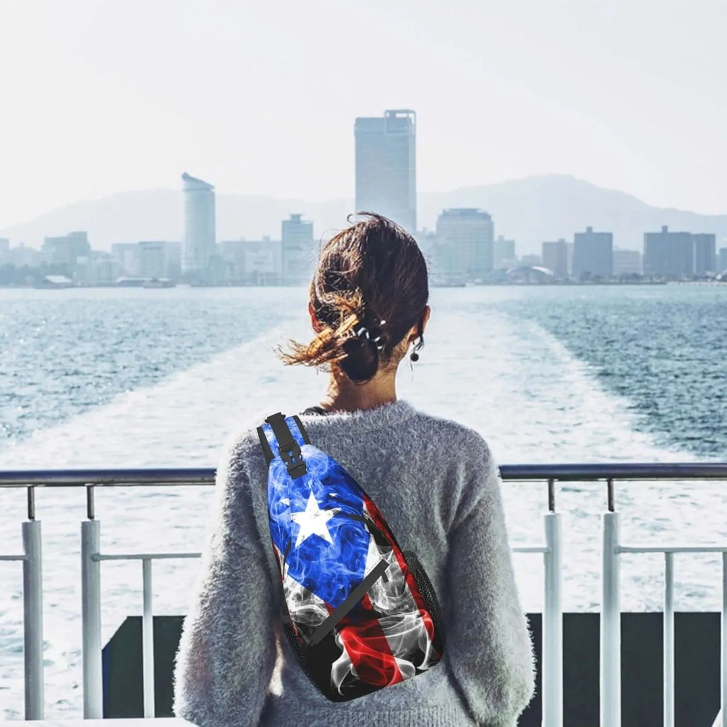 GTEVUTS Puerto Rico Flag Crossbody Bags for Women Men,Vintage Casual Sling Bag Chest Bag Abstract Shoulder Bag Travel Hiking Cycling Gym Sport Daypack Adult Backpack