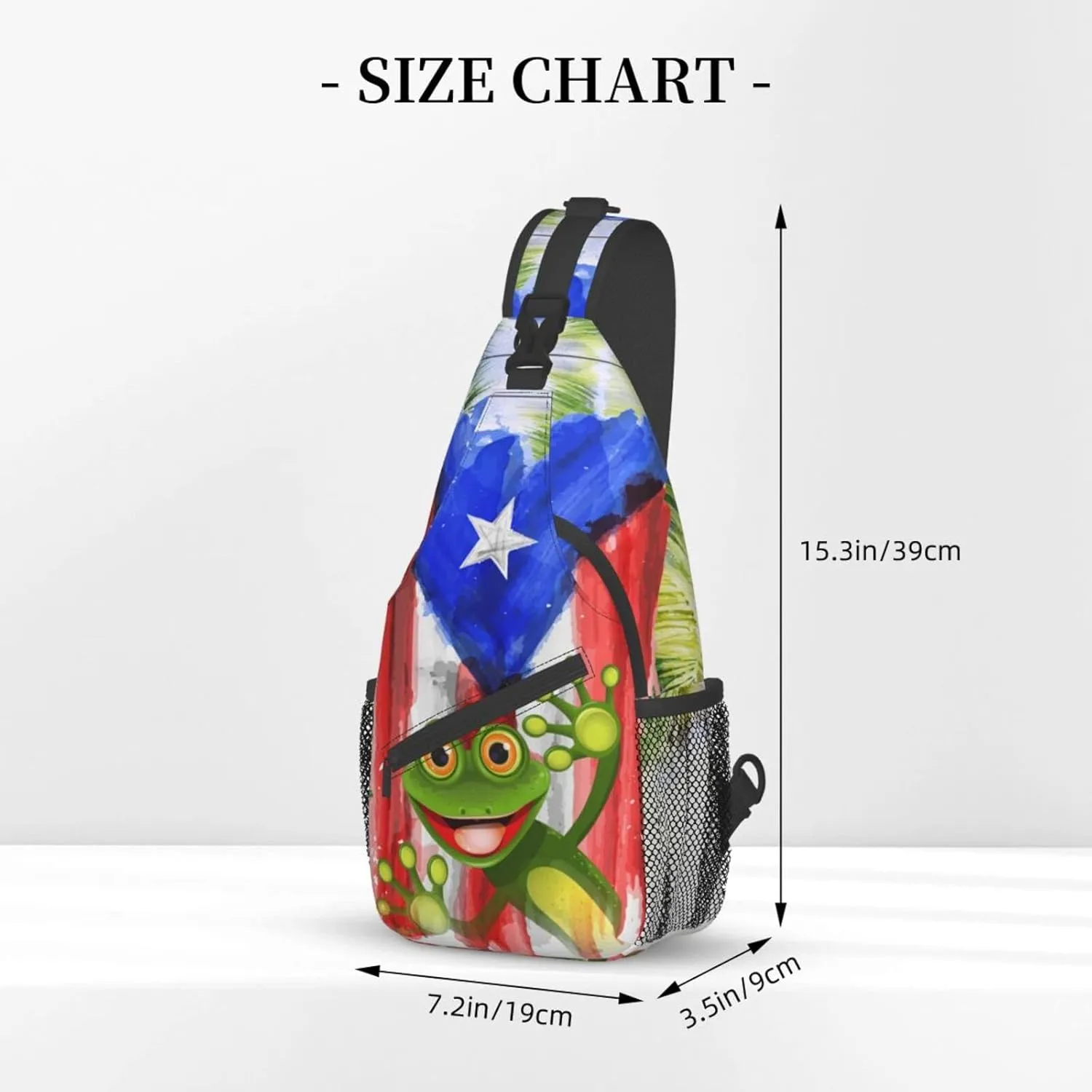 GTEVUTS Puerto Rico Flag Frog Crossbody Bags for Women Men,Vintage Casual Sling Bag Chest Bag Abstract Shoulder Bag Travel Hiking Cycling Gym Sport Daypack Adult Backpack