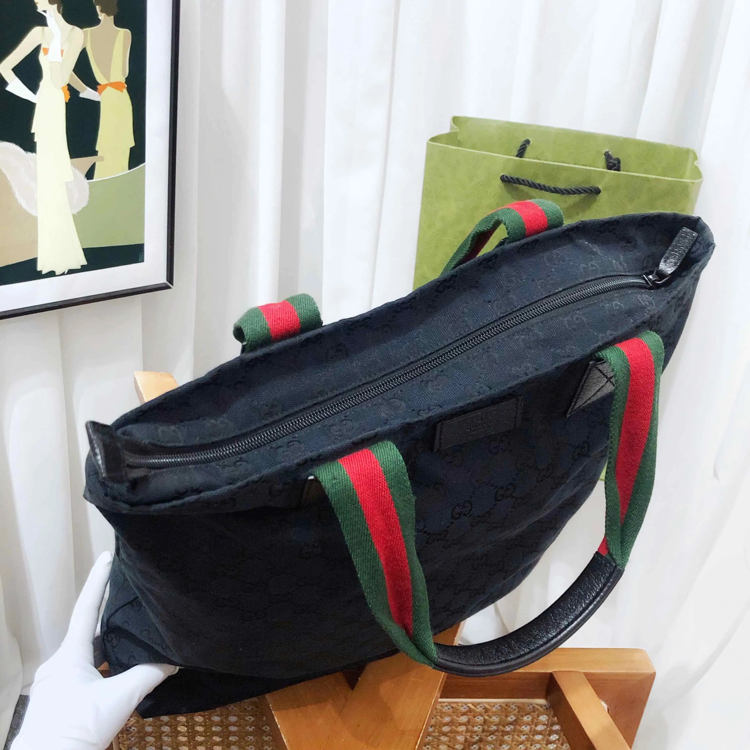 Gucci GG Black Canvas Tote Bag