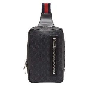 Gucci GG GG Supreme Sling Backpack Body Bag Waist Bag Black Men's