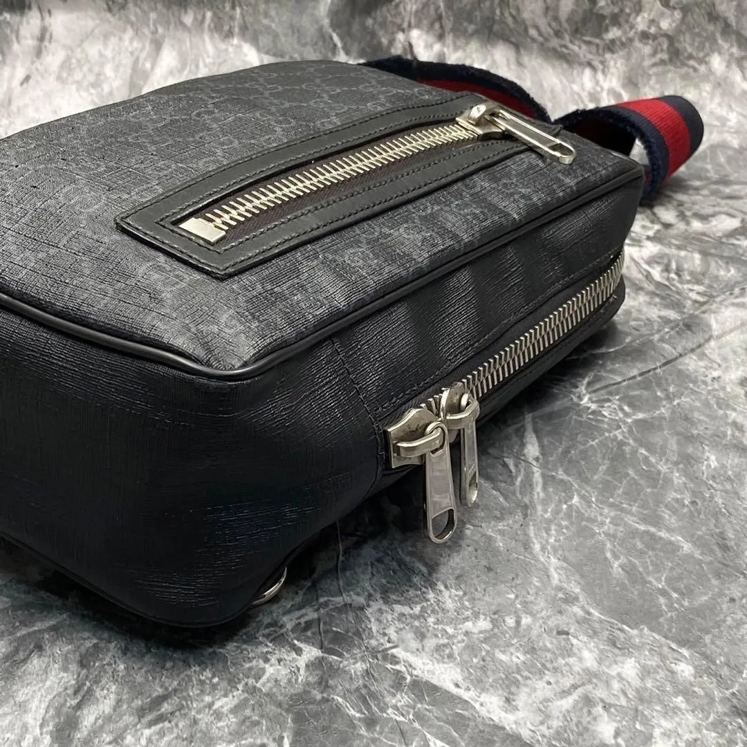 Gucci GG GG Supreme Sling Backpack Body Bag Waist Bag Black Men's