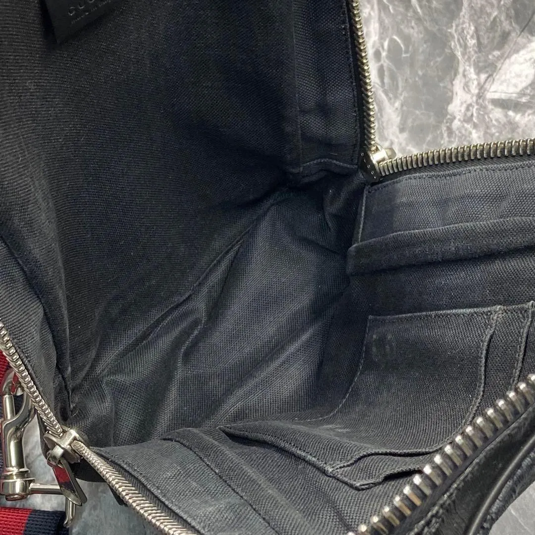 Gucci GG GG Supreme Sling Backpack Body Bag Waist Bag Black Men's