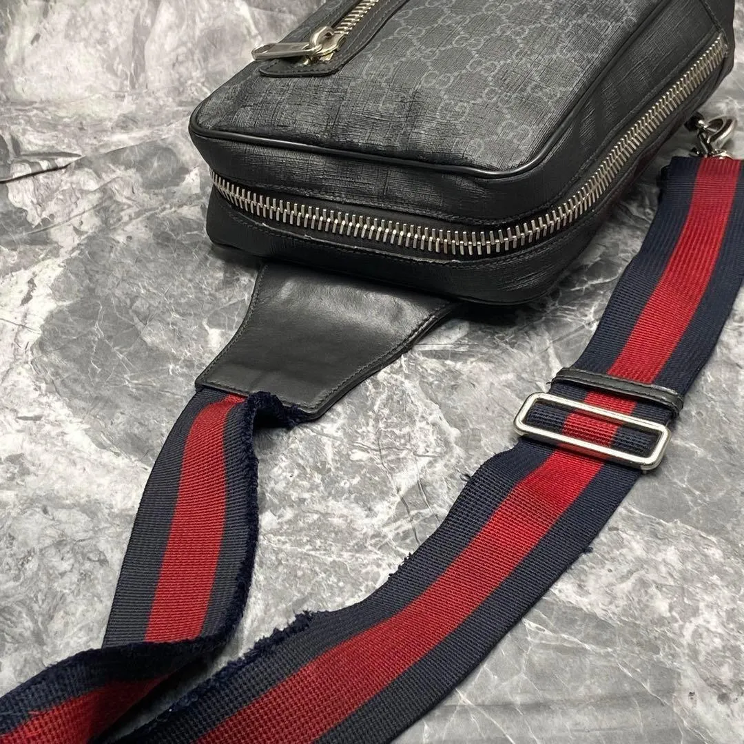 Gucci GG GG Supreme Sling Backpack Body Bag Waist Bag Black Men's