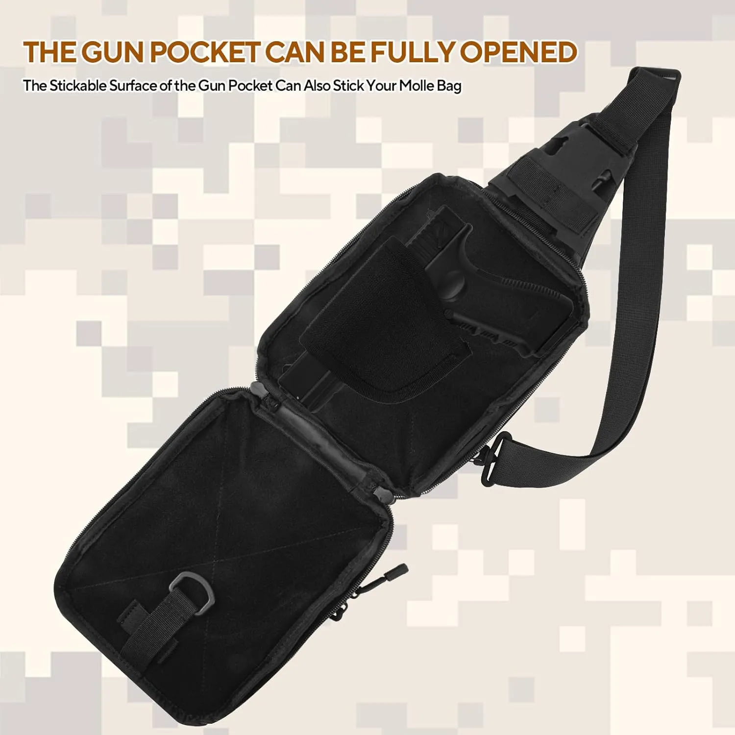 Gun Sling Bag, Concealed Carry Crossbody Pack CCW Sling Bag Durable EDC Shoulder Bag for Handgun with Holster