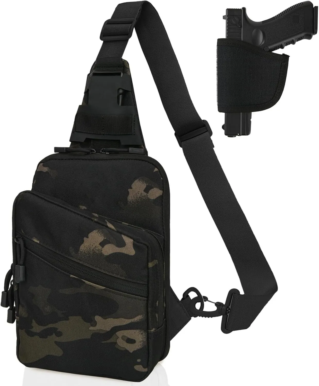 Gun Sling Bag, Concealed Carry Crossbody Pack CCW Sling Bag Durable EDC Shoulder Bag for Handgun with Holster