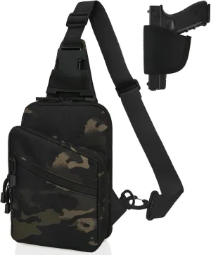 Gun Sling Bag, Concealed Carry Crossbody Pack CCW Sling Bag Durable EDC Shoulder Bag for Handgun with Holster