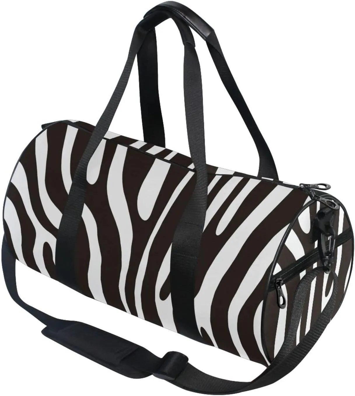 Gym Bag for Women and Men Small Duffel Bag for Sports Travel Weekender Overnight Vacation Beach Lightweight Carry on Bag for Boys Girls Black and White Zebra Pattern