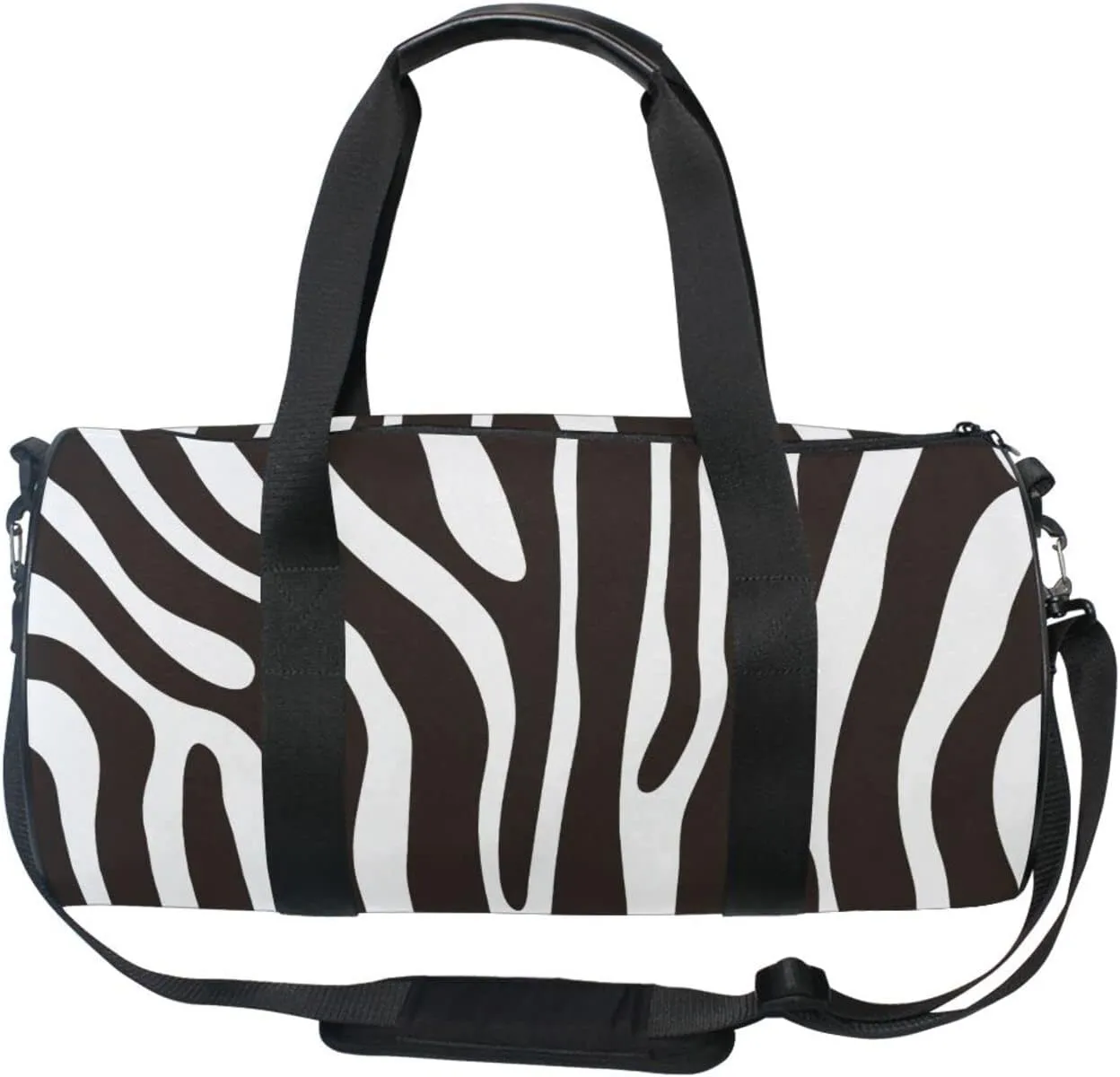 Gym Bag for Women and Men Small Duffel Bag for Sports Travel Weekender Overnight Vacation Beach Lightweight Carry on Bag for Boys Girls Black and White Zebra Pattern