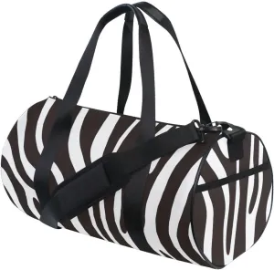 Gym Bag for Women and Men Small Duffel Bag for Sports Travel Weekender Overnight Vacation Beach Lightweight Carry on Bag for Boys Girls Black and White Zebra Pattern