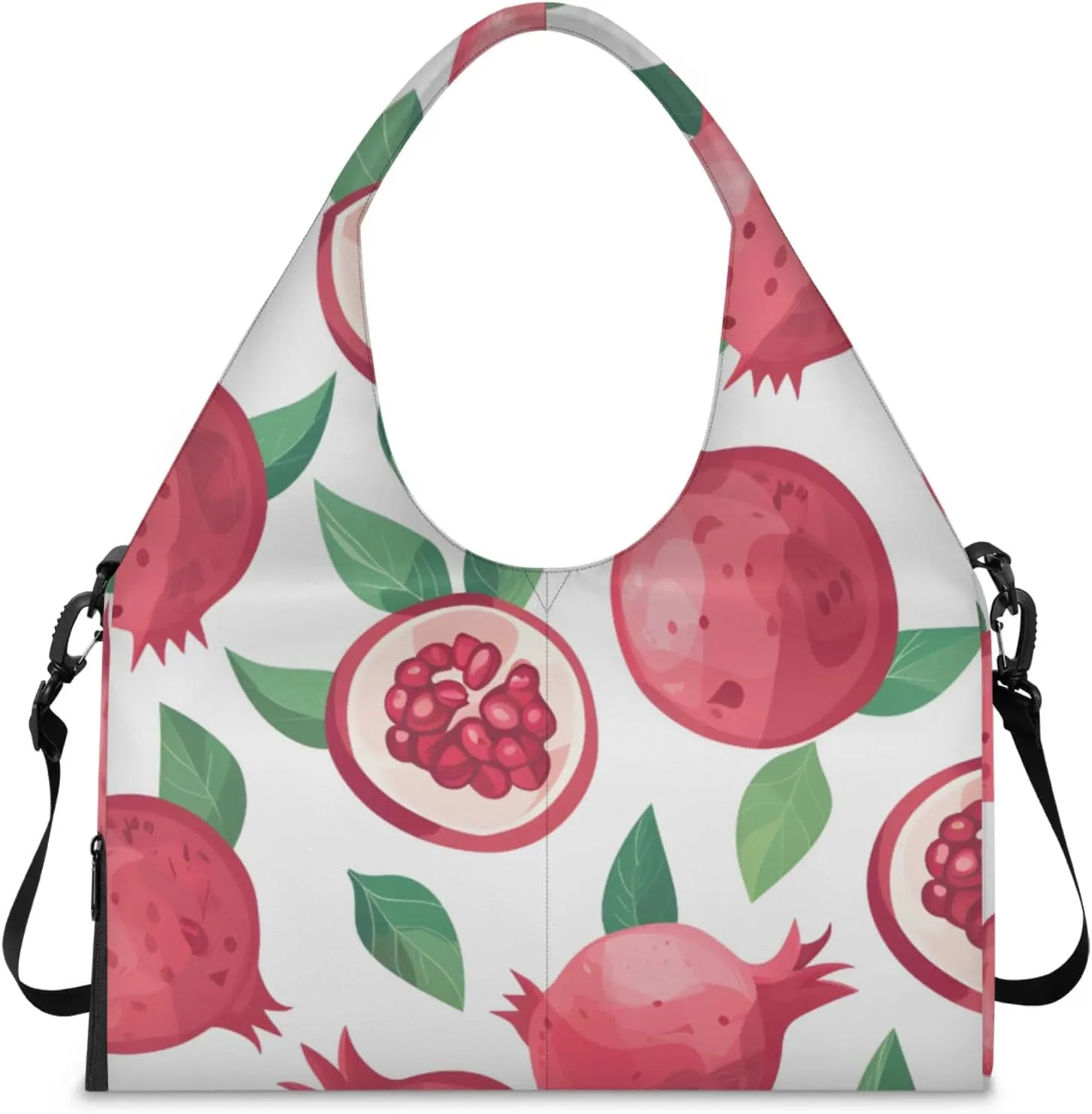 Gym Bag for Women Pomegranates Duffel Bag with Shoe Compartment and Yoga Mat Holder Portable Weekender Bags Travel Tote Bags