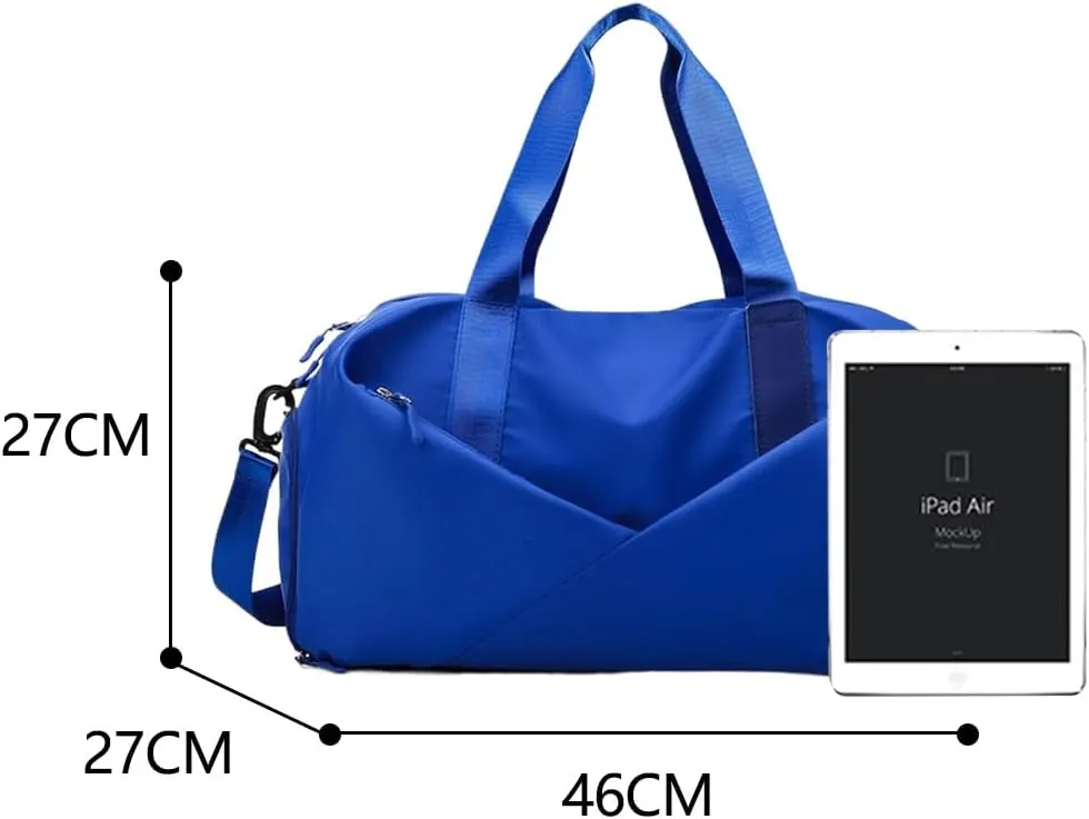 Gym Bag for Women,Sports Travel Duffel Bag, Weekender Overnight Bag with Wet Pocket and Shoes Compartment for Women, Travel,Workout,Gym, Yoga 638DA (Blue)