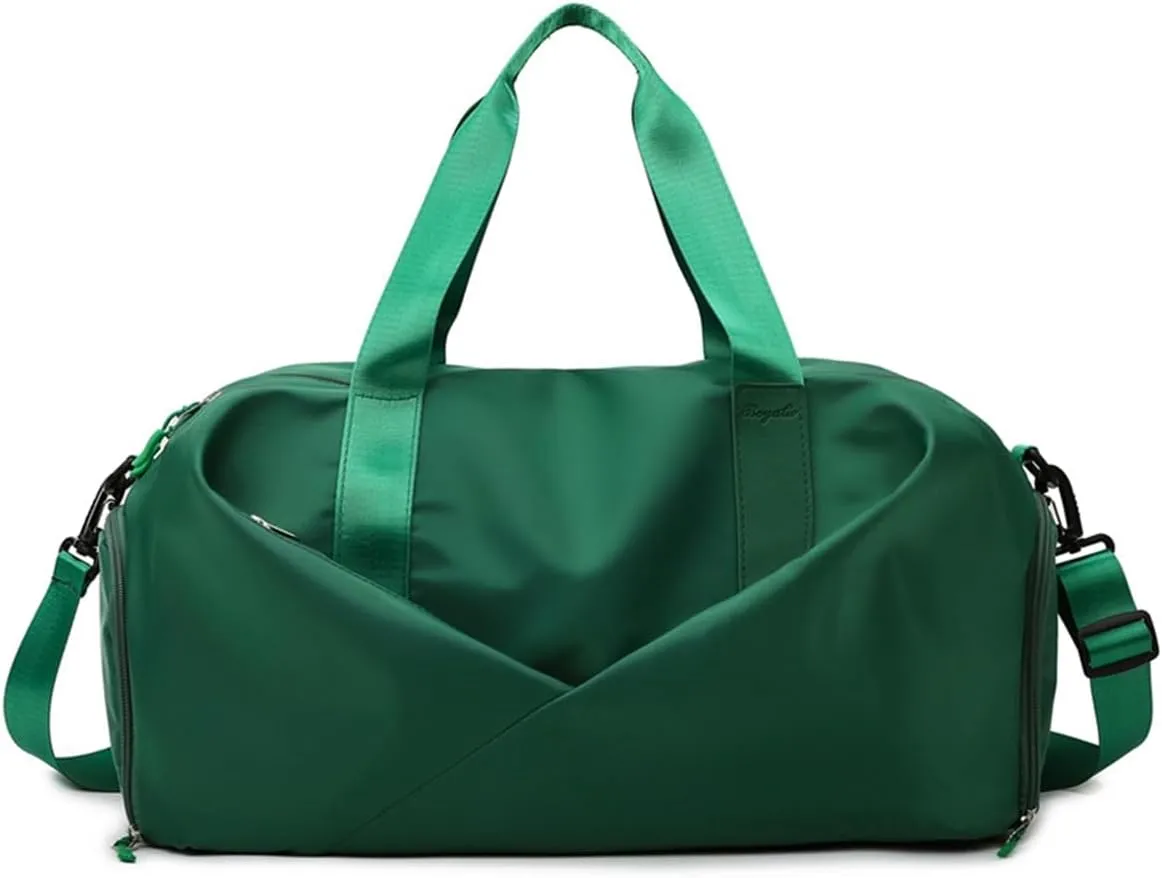 Gym Bag for Women,Sports Travel Duffel Bag, Weekender Overnight Bag with Wet Pocket and Shoes Compartment for Women, Travel,Workout,Gym, Yoga 638DA (Emerald Green)