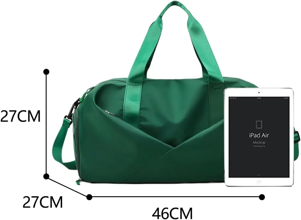 Gym Bag for Women,Sports Travel Duffel Bag, Weekender Overnight Bag with Wet Pocket and Shoes Compartment for Women, Travel,Workout,Gym, Yoga 638DA (Emerald Green)