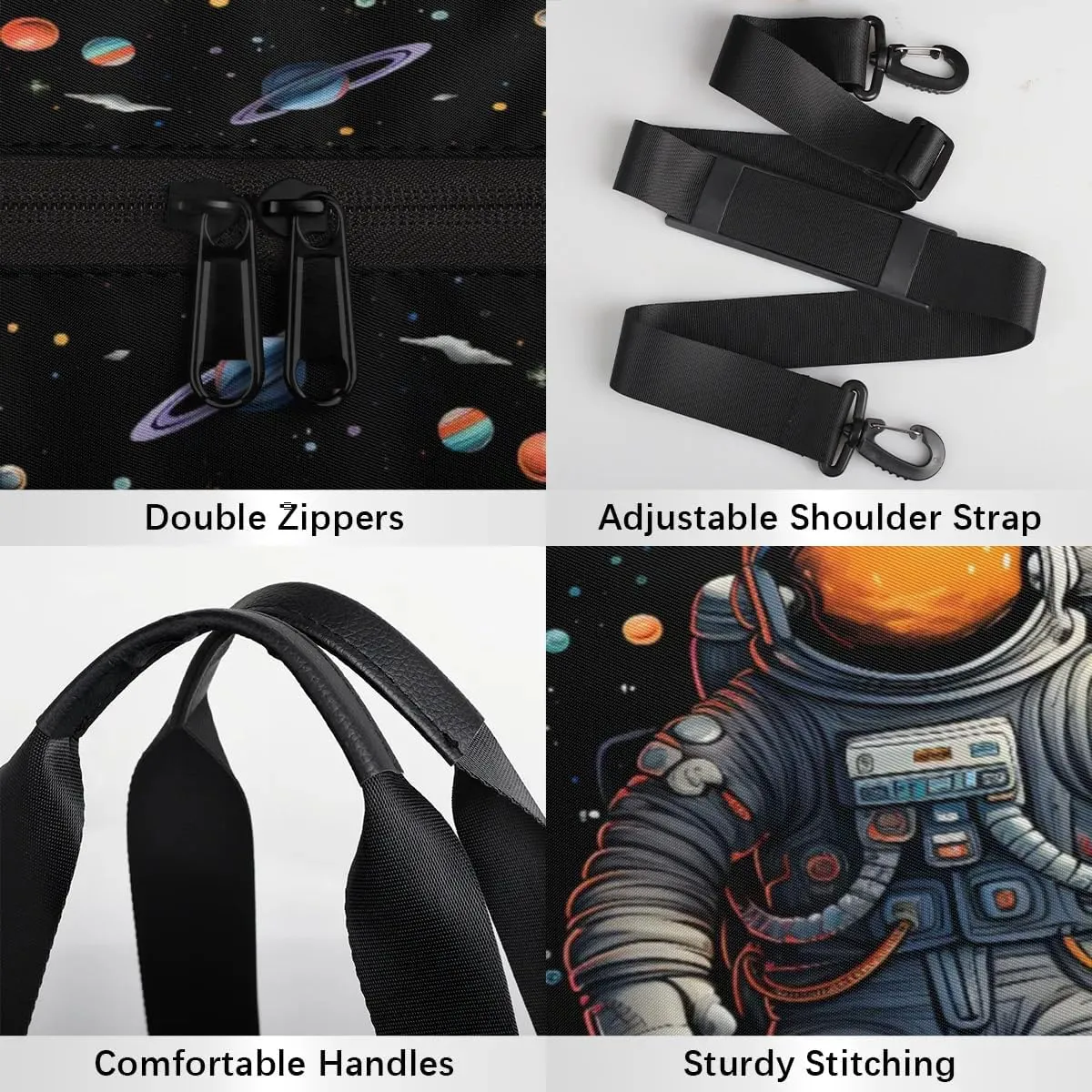 Gym Bags for Men Women Astronaut Planets Sports Duffel Bags Carry On Travel Duffle Bag with Detachable Adjustable Shoulder Strap Overnight Weekender Bag