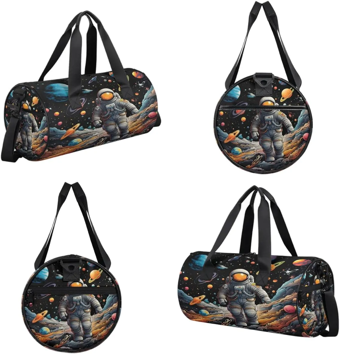 Gym Bags for Men Women Astronaut Planets Sports Duffel Bags Carry On Travel Duffle Bag with Detachable Adjustable Shoulder Strap Overnight Weekender Bag