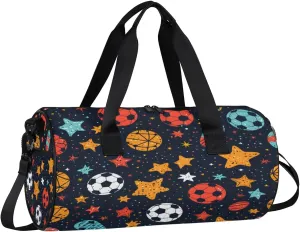 Gym Bags for Men Women Ball Pattern Sports Duffel Bags Carry On Travel Duffle Bag with Detachable Adjustable Shoulder Strap Overnight Weekender Bag