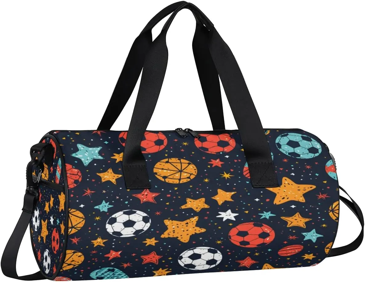 Gym Bags for Men Women Ball Pattern Sports Duffel Bags Carry On Travel Duffle Bag with Detachable Adjustable Shoulder Strap Overnight Weekender Bag