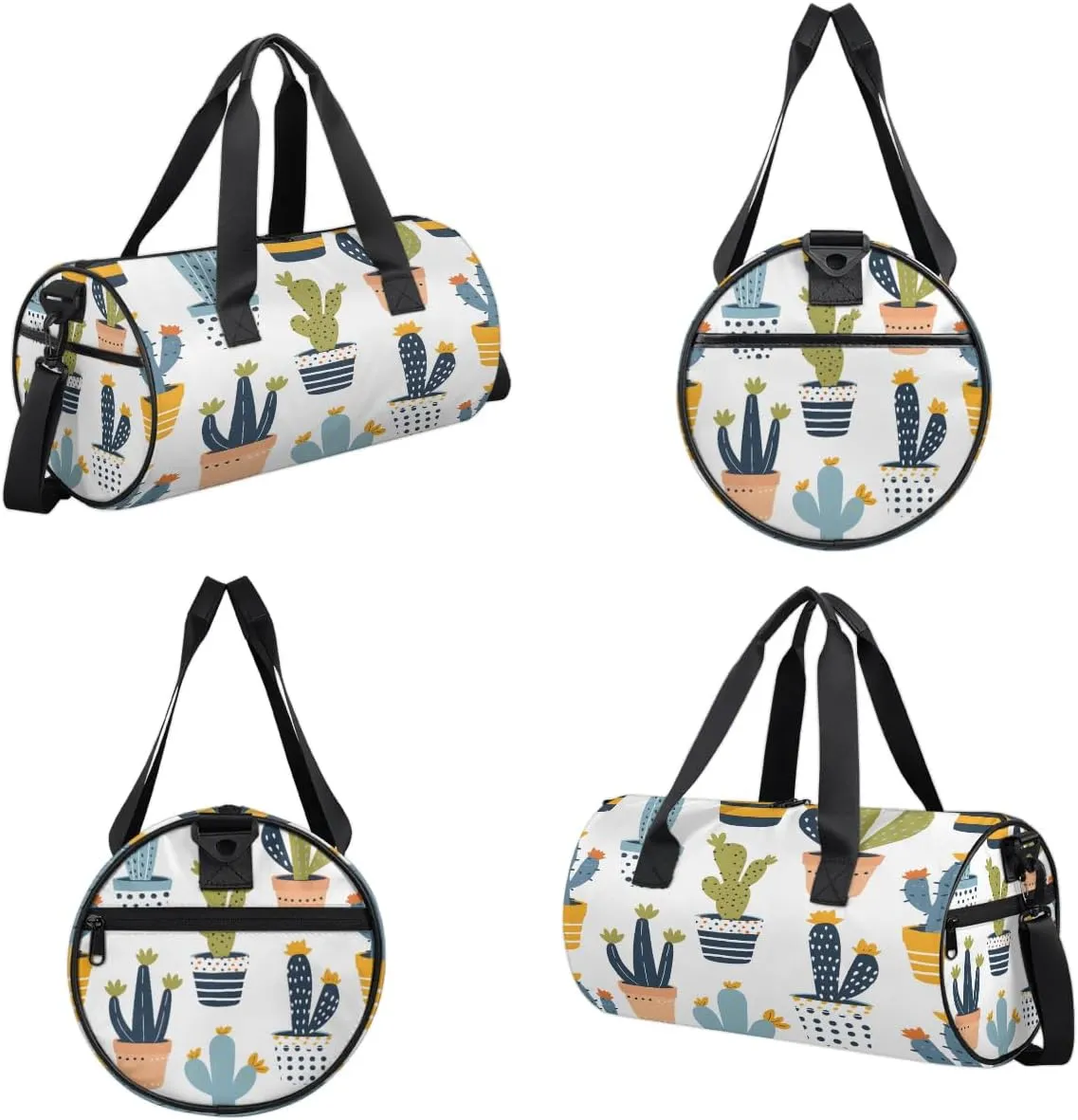 Gym Bags for Men Women Cartoon Cactus Plant Sports Duffel Bags Carry On Travel Duffle Bag with Detachable Adjustable Shoulder Strap Overnight Weekender Bag