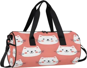 Gym Bags for Men Women Cat Face Sports Duffel Bags Carry On Travel Duffle Bag with Detachable Adjustable Shoulder Strap Overnight Weekender Bag