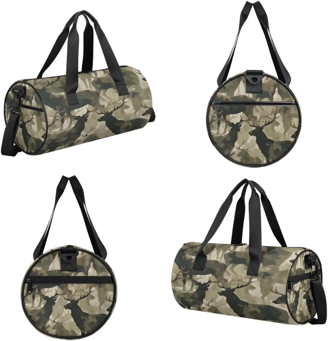 Gym Bags for Men Women Deer Camo Sports Duffel Bags Carry On Travel Duffle Bag with Detachable Adjustable Shoulder Strap Overnight Weekender Bag