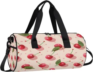 Gym Bags for Men Women Delicious Cherries Sports Duffel Bags Carry On Travel Duffle Bag with Detachable Adjustable Shoulder Strap Overnight Weekender Bag