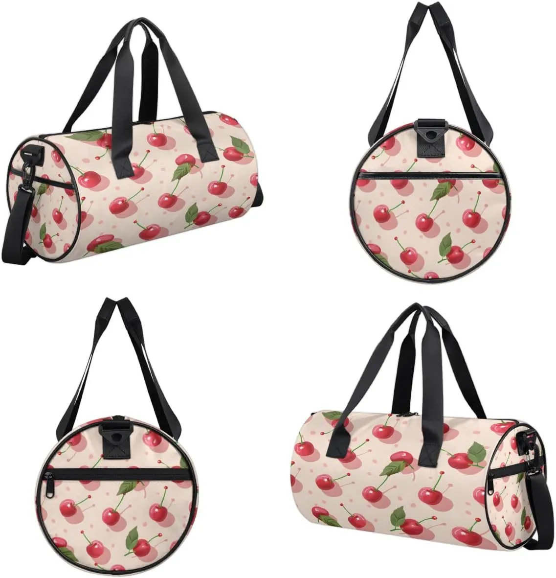 Gym Bags for Men Women Delicious Cherries Sports Duffel Bags Carry On Travel Duffle Bag with Detachable Adjustable Shoulder Strap Overnight Weekender Bag