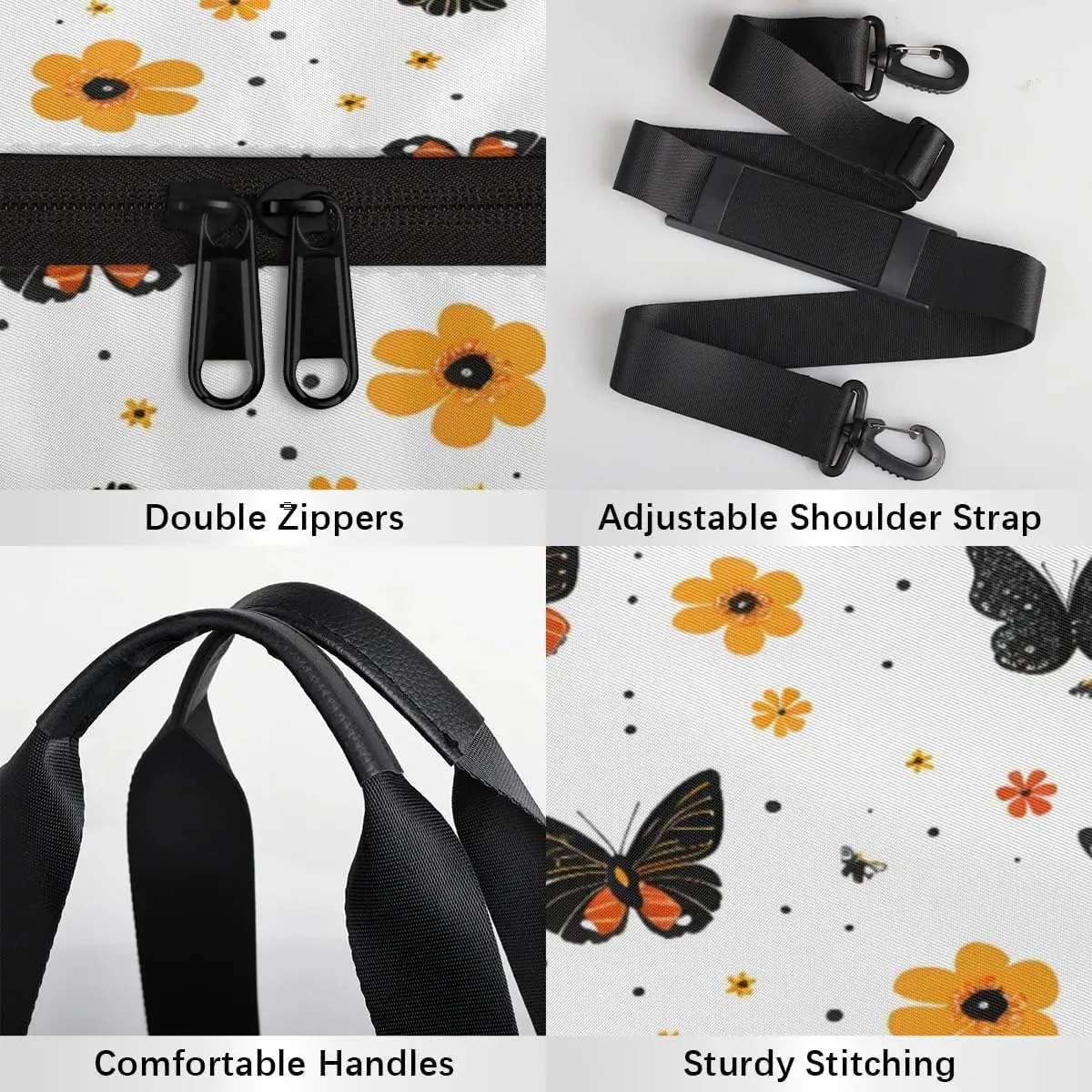 Gym Bags for Men Women Little Butterflies Sports Duffel Bags Carry On Travel Duffle Bag with Detachable Adjustable Shoulder Strap Overnight Weekender Bag