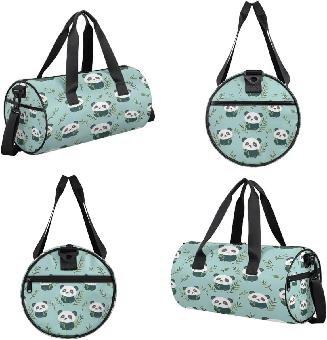 Gym Bags for Men Women Panda Leaf Sports Duffel Bags Carry On Travel Duffle Bag with Detachable Adjustable Shoulder Strap Overnight Weekender Bag