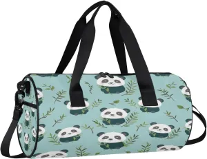 Gym Bags for Men Women Panda Leaf Sports Duffel Bags Carry On Travel Duffle Bag with Detachable Adjustable Shoulder Strap Overnight Weekender Bag