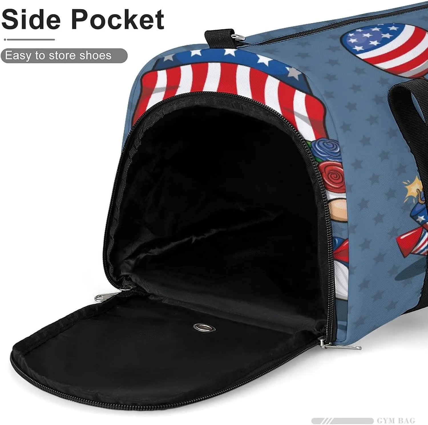 Gym Duffel Bag with Shoe Compartment Wet Pocket, Happy 4th July Gnome Travel Bag for Men Women, style-1