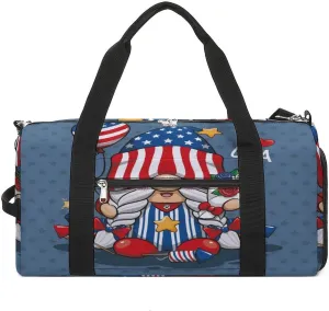 Gym Duffel Bag with Shoe Compartment Wet Pocket, Happy 4th July Gnome Travel Bag for Men Women, style-1