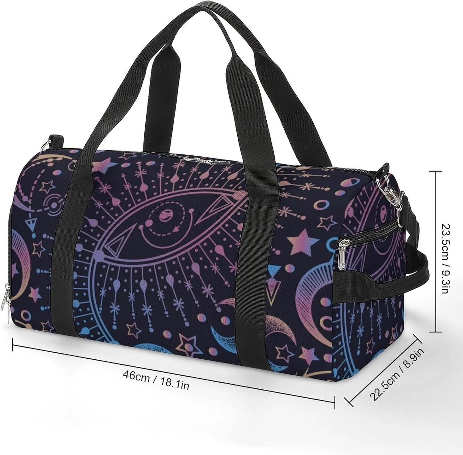 Gym Duffel Bag with Shoe Compartment Wet Pocket, Magical Astrology Alchemy Spirituality Travel Bag for Men Women