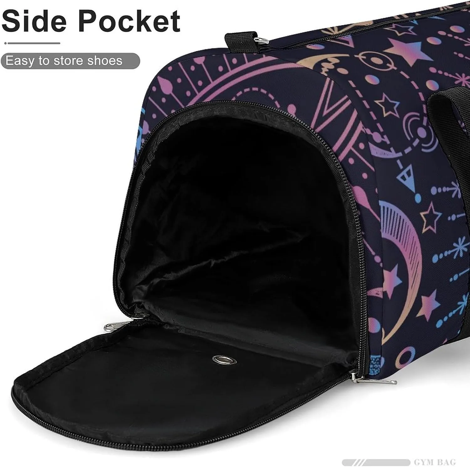 Gym Duffel Bag with Shoe Compartment Wet Pocket, Magical Astrology Alchemy Spirituality Travel Bag for Men Women