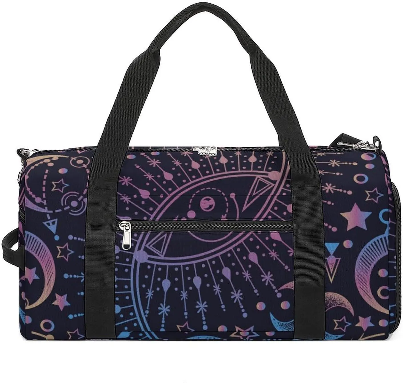 Gym Duffel Bag with Shoe Compartment Wet Pocket, Magical Astrology Alchemy Spirituality Travel Bag for Men Women