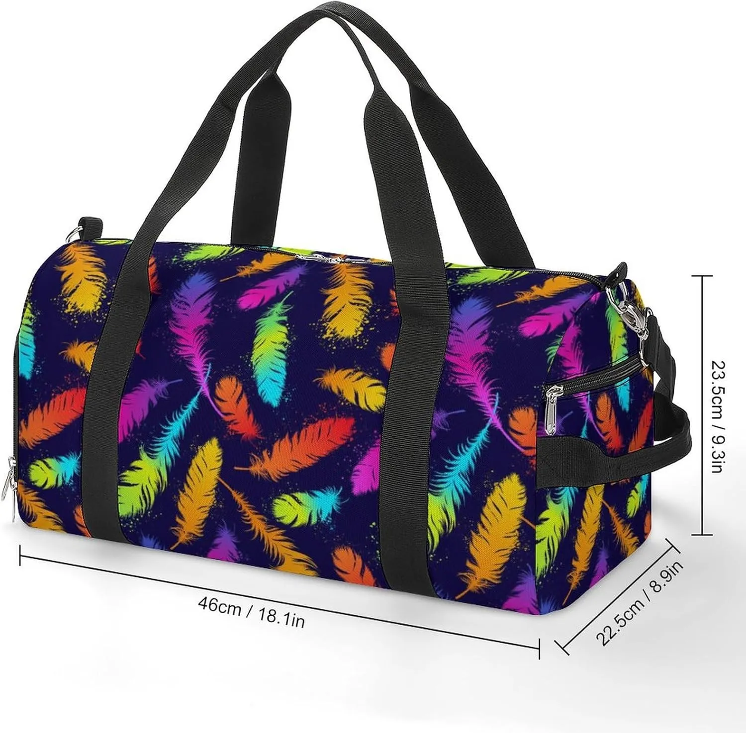 Gym Duffel Bag with Shoe Compartment Wet Pocket, Pretty Colored Feathers Travel Bag for Men Women