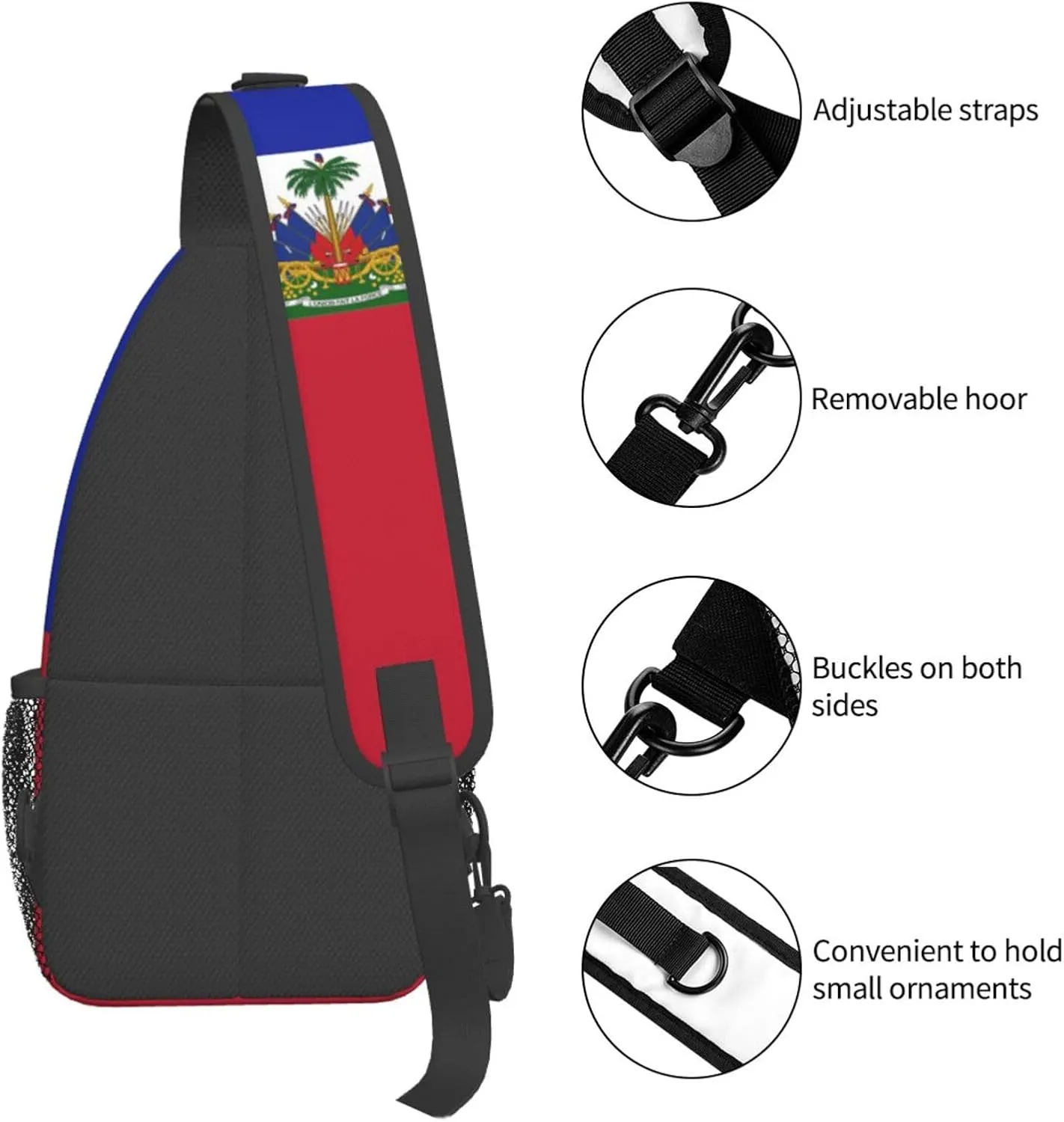 Haiti Flag Haitian Mans Crossbody Chest Bag One Shoulder Strap Sling Backpack