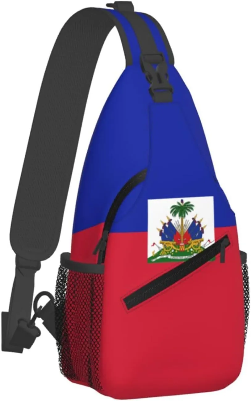 Haiti Flag Haitian Mans Crossbody Chest Bag One Shoulder Strap Sling Backpack