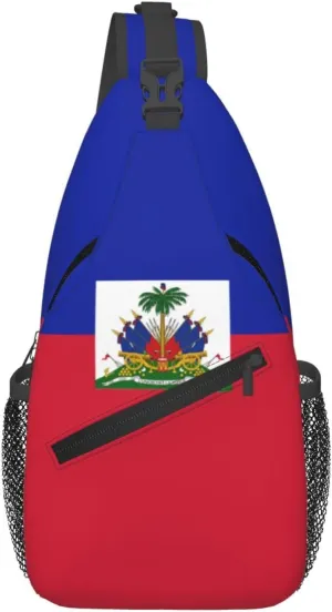 Haiti Flag Haitian Mans Crossbody Chest Bag One Shoulder Strap Sling Backpack