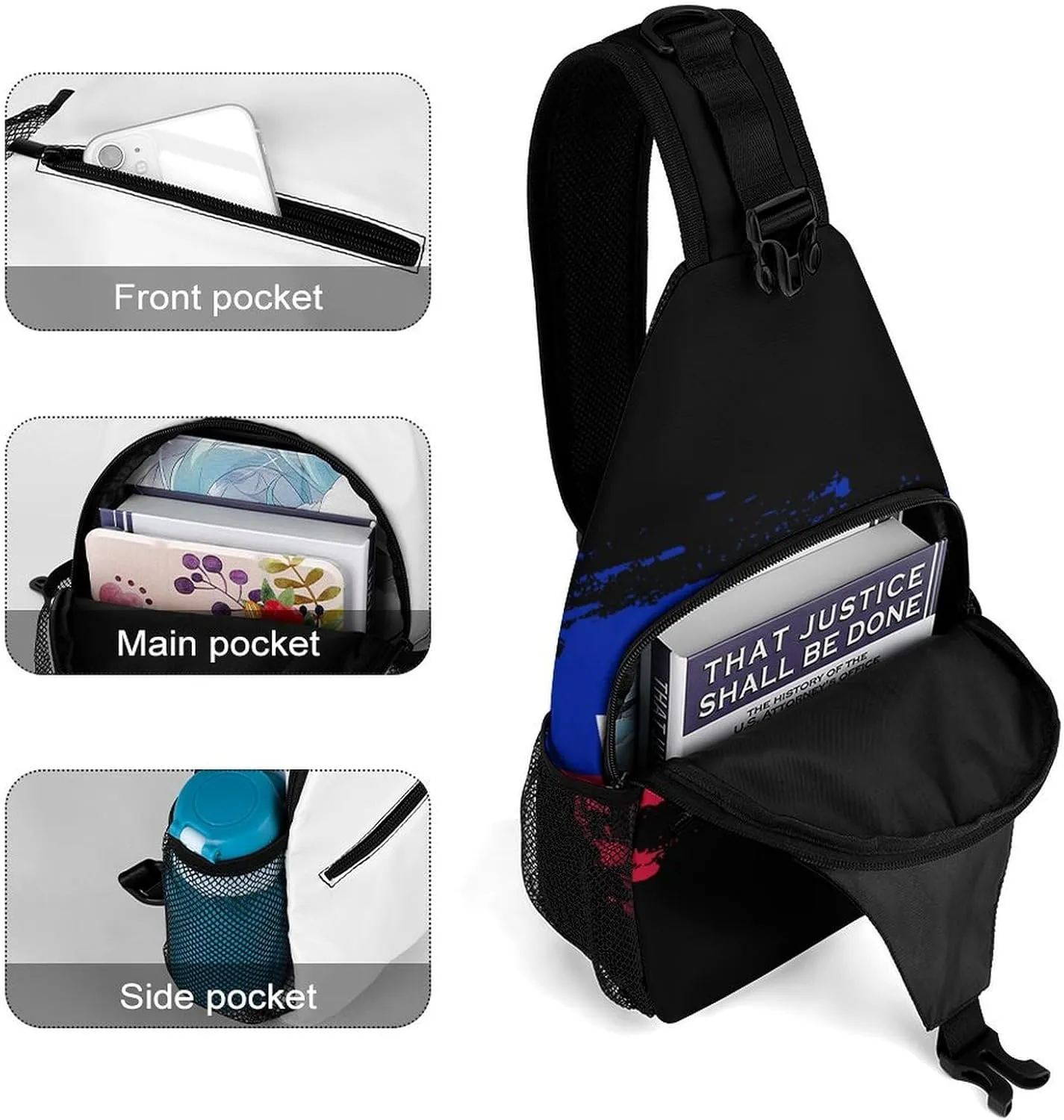 Haiti Flag Painted Sling Bag Crossbody Chest Bag Shoulder Bag For Travel Hiking Cycling Camping