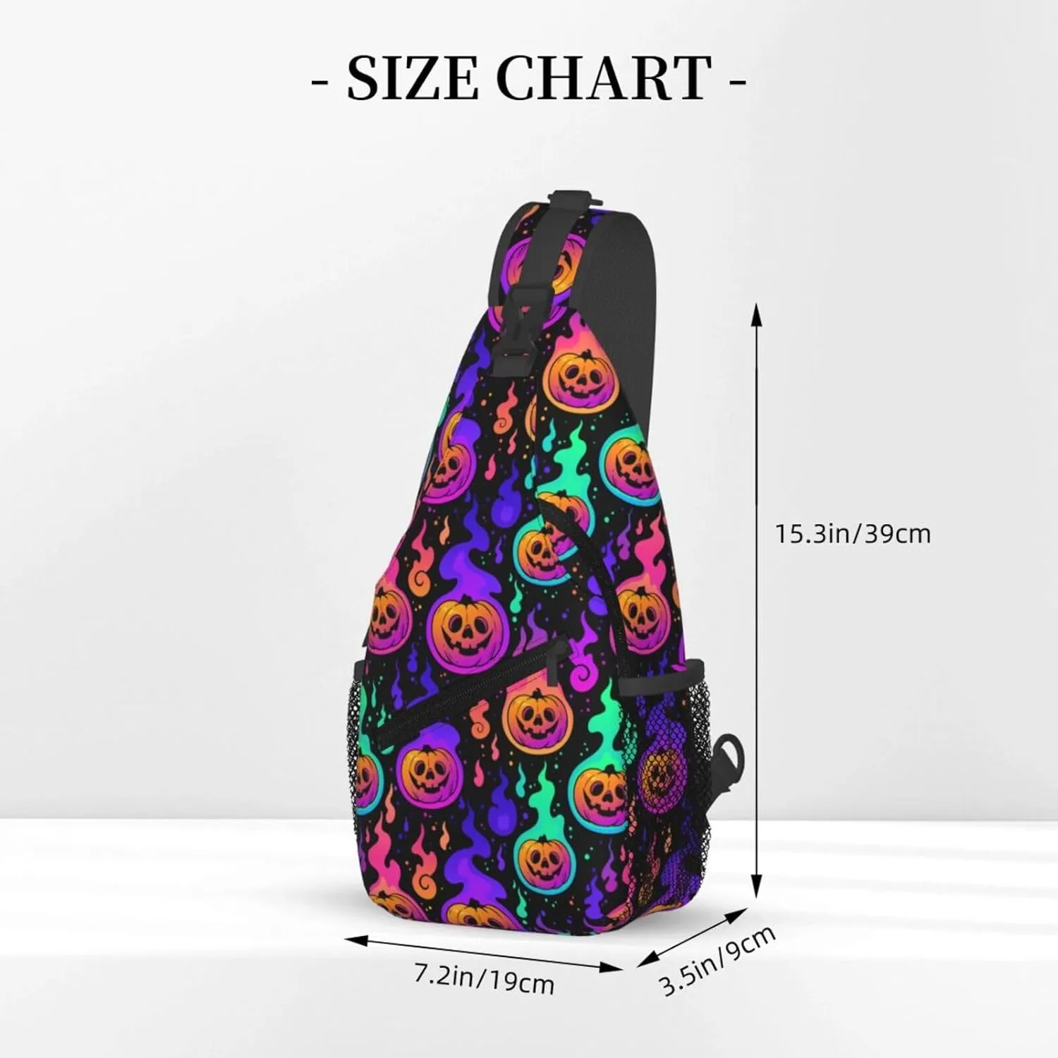 Halloween Bright Pumpkins Burning With Flames Crossbody Sling Bag For Women Men Adjustable Lightweight Chest Bag Shoulder Bag Sling Backpack Casual Daypack For Sport Travel Hiking