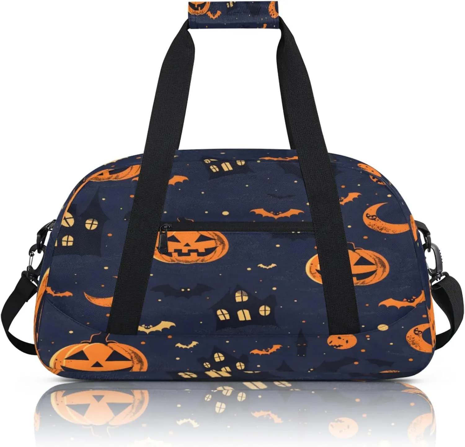 Halloween Pumpkin Bat Small Gym Bag 18 inch Carry On Duffel Bag for Weekender Travel Sports Workout Yoga Gymnastics Dance Ballet