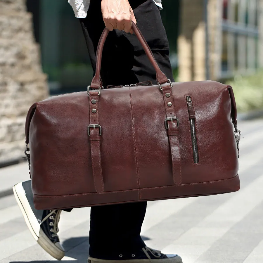 Handcrafted Leather Duffel Bag - Spacious & Versatile Travel Essential