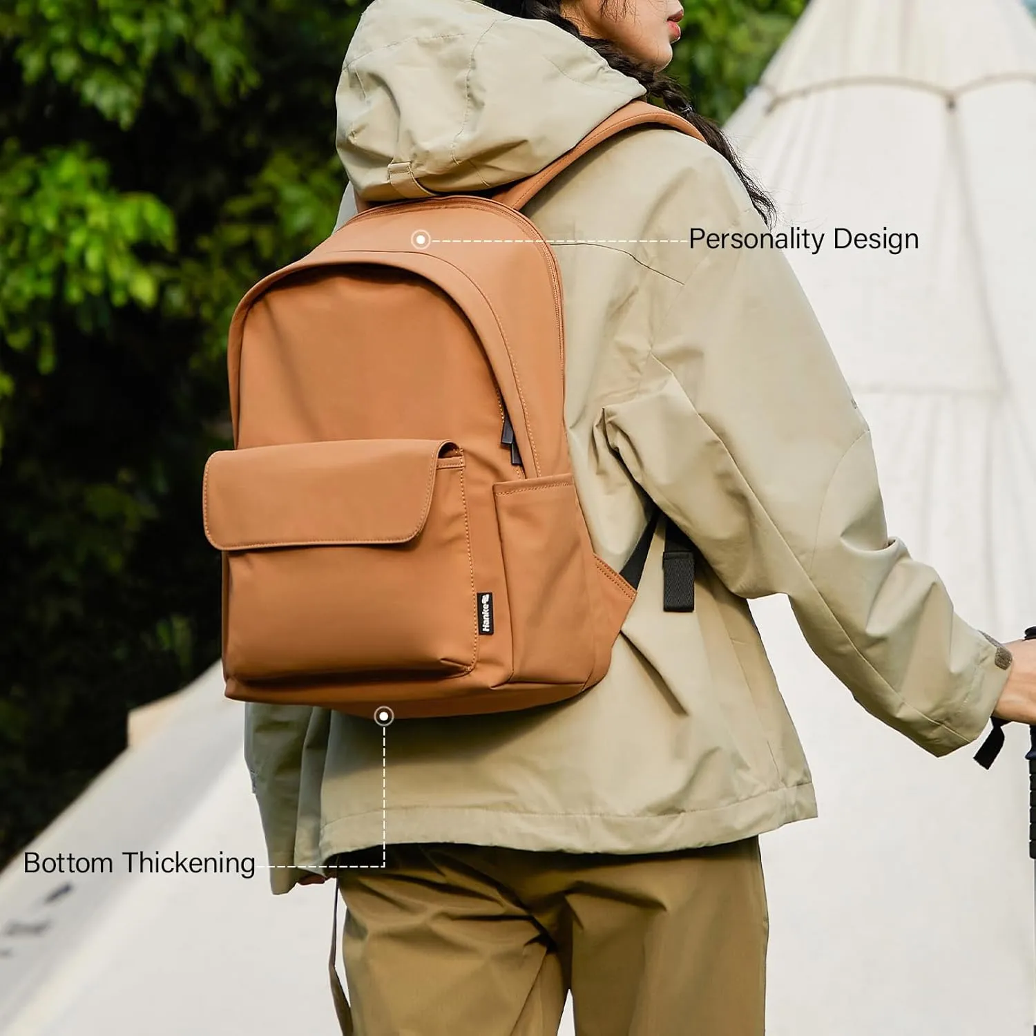 Hanke Casual Backpacks Travel Backpack for Women & Men, Lightweight Carry On Backpack for Work, Hiking wiht Unique Comfort Design (Mocha Brown)