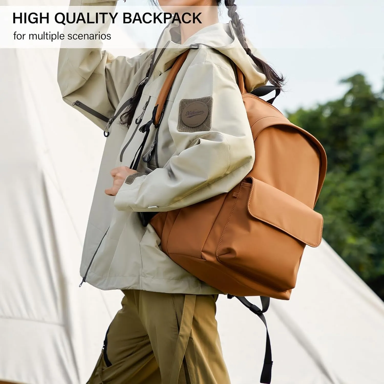 Hanke Casual Backpacks Travel Backpack for Women & Men, Lightweight Carry On Backpack for Work, Hiking wiht Unique Comfort Design (Mocha Brown)