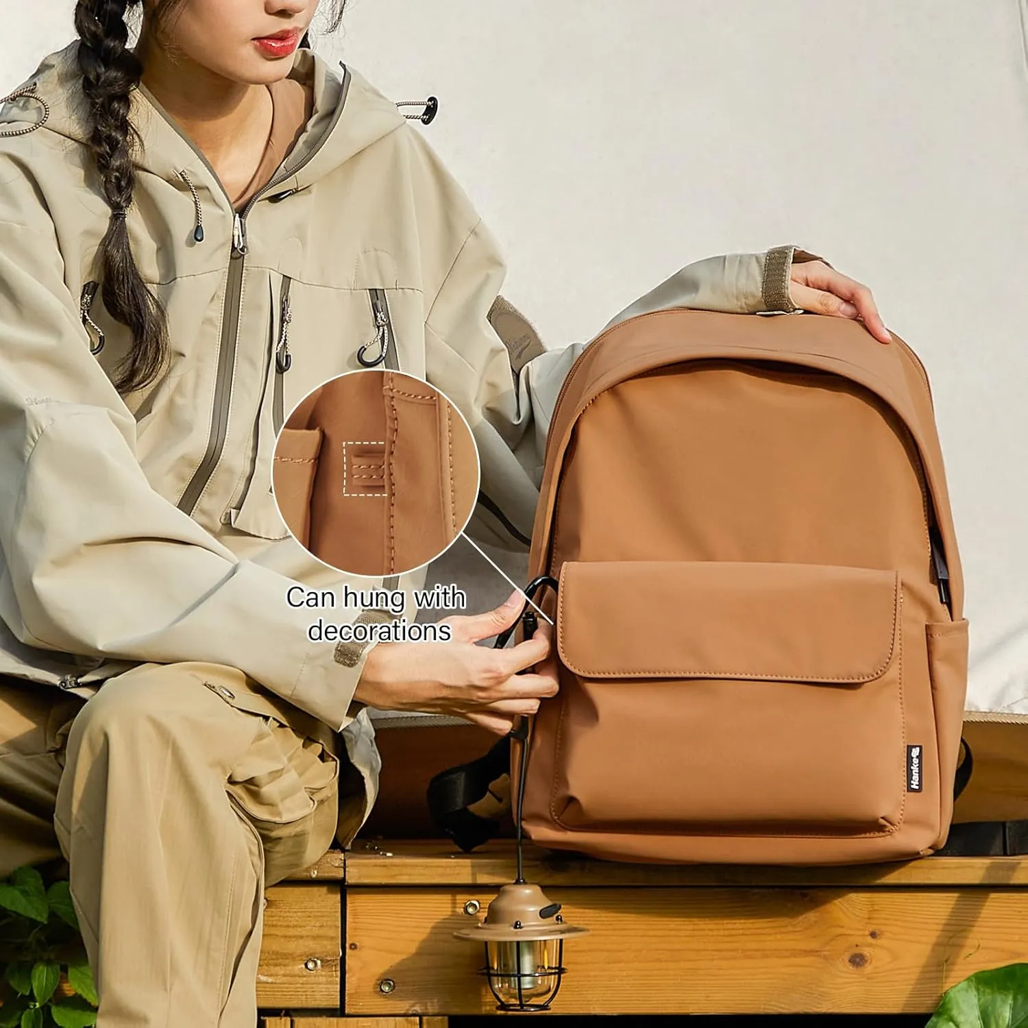 Hanke Casual Backpacks Travel Backpack for Women & Men, Lightweight Carry On Backpack for Work, Hiking wiht Unique Comfort Design (Mocha Brown)